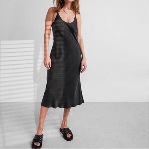 LUNYA NWOT Washable Silk Bias Slip Dress in Immersed Black Size S